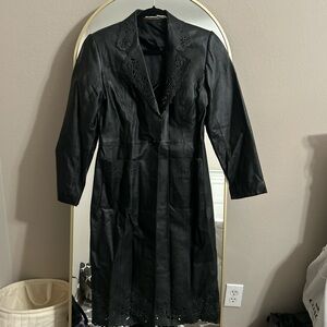 Newport News Real Leather Jacket with Floral Detail